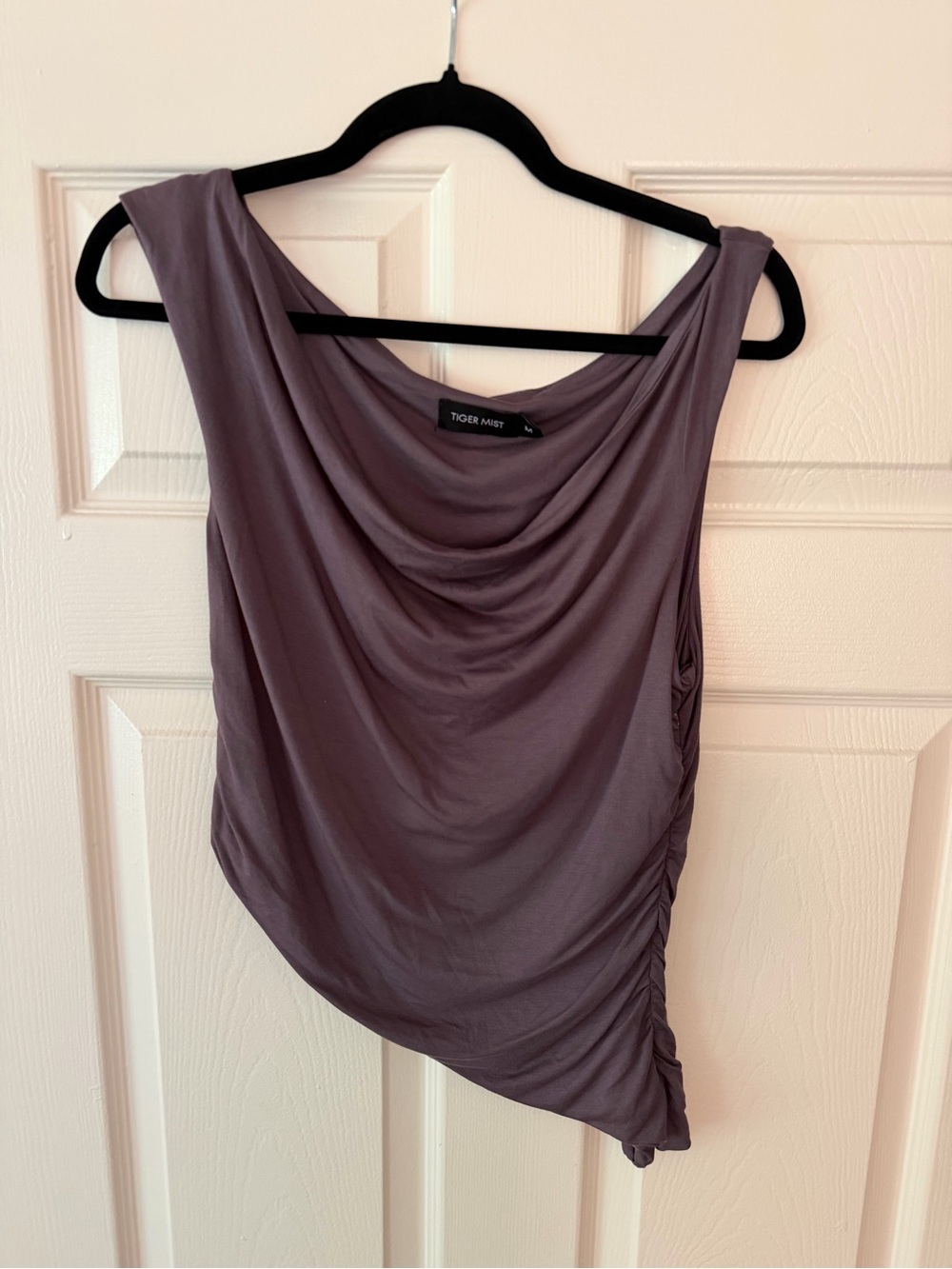 Tiger Mist Draped Cowl Neck Top - Dusty Mauve